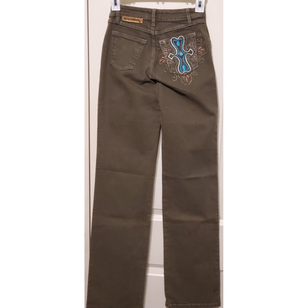 BrazilRoxx Embellished Embroidered Jeans BR 38/US 2 Brown - NEW With Tags